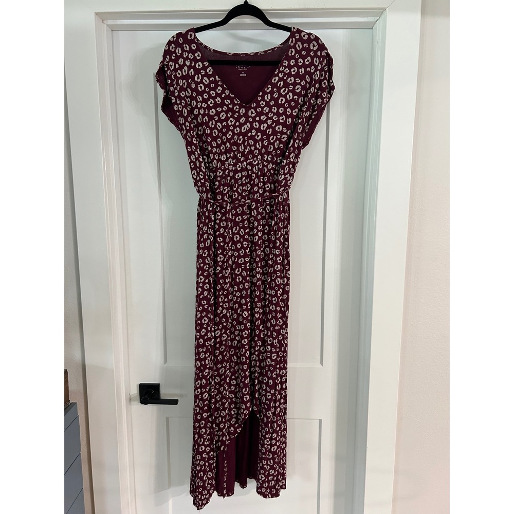 Isabel Maternity Burgundy Leopard Print High-Low Maxi‎ Dress XL Burgundy Wine